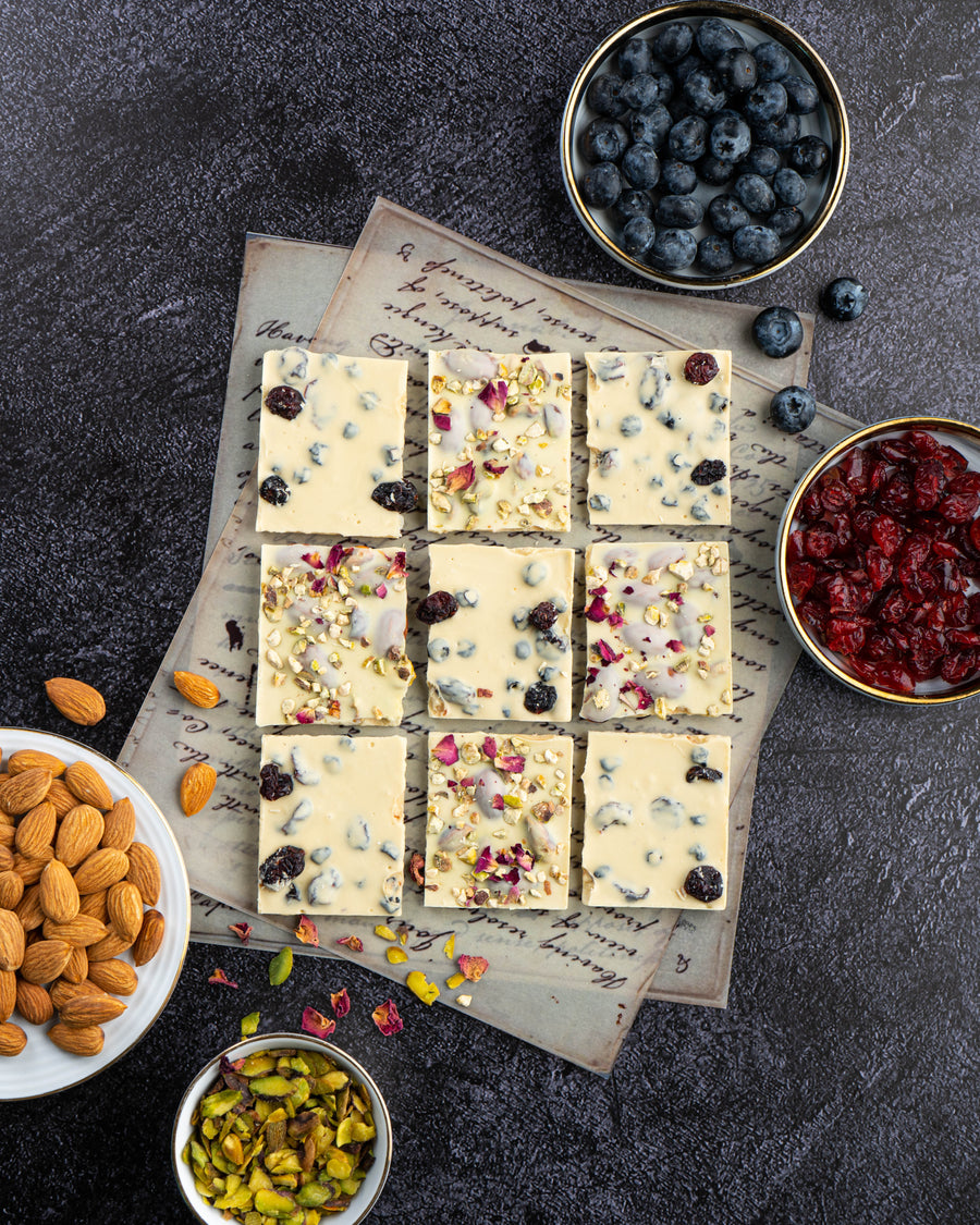 Wholesome White Chocolate with Dried Cranberry & Blueberry - 200gms