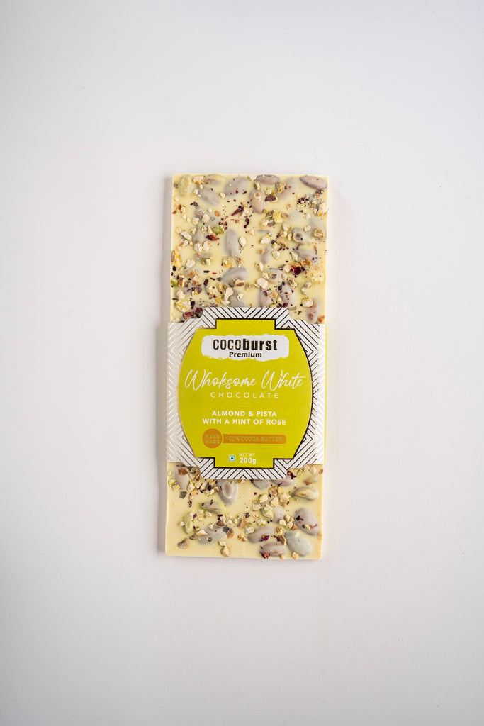 Wholesome White Chocolate with roasted Almond & Pista - 200gms
